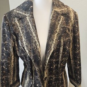 Grace Elements Black and Gold Snake Print Blazer